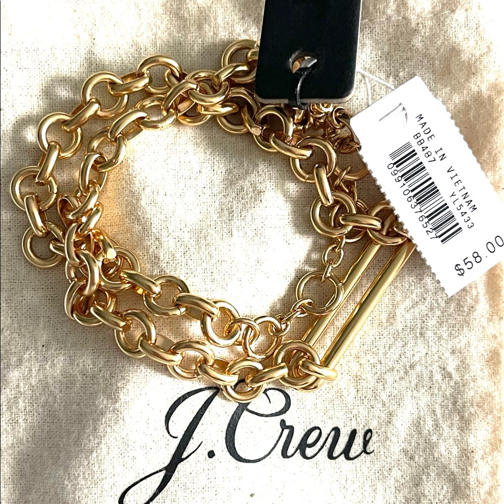 NWT J.Crew Gold Link Double-Strand Bracelet
